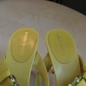 Beautiful citrus green sandals with rhinestones!